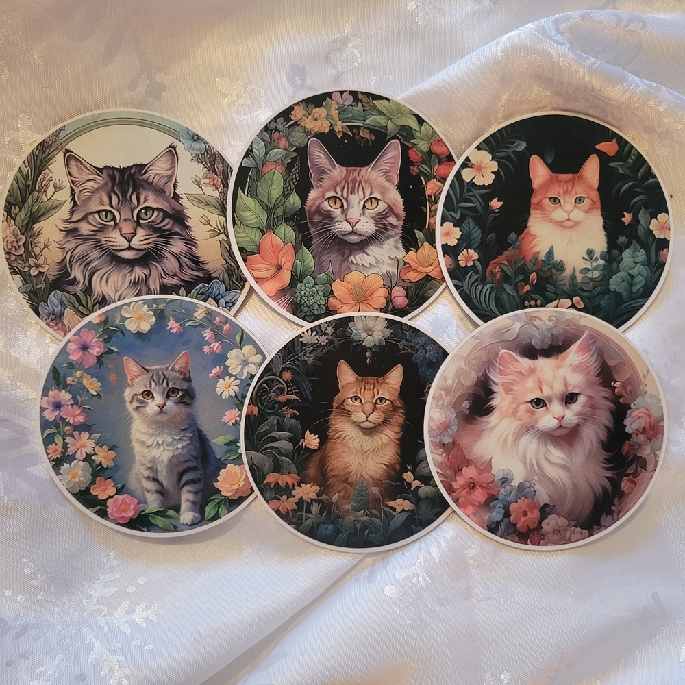 🌹Buy 1 Get 1 Free🌹 Hand Crafted Cat Coasters Set - Multicolor